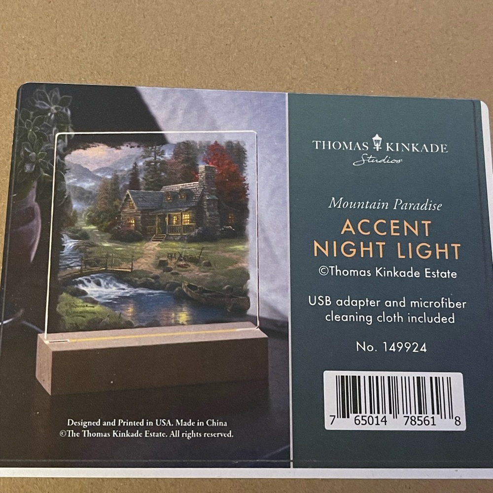 Thomas Kinkade Mountain Paradise Night Light - Blue and Green
